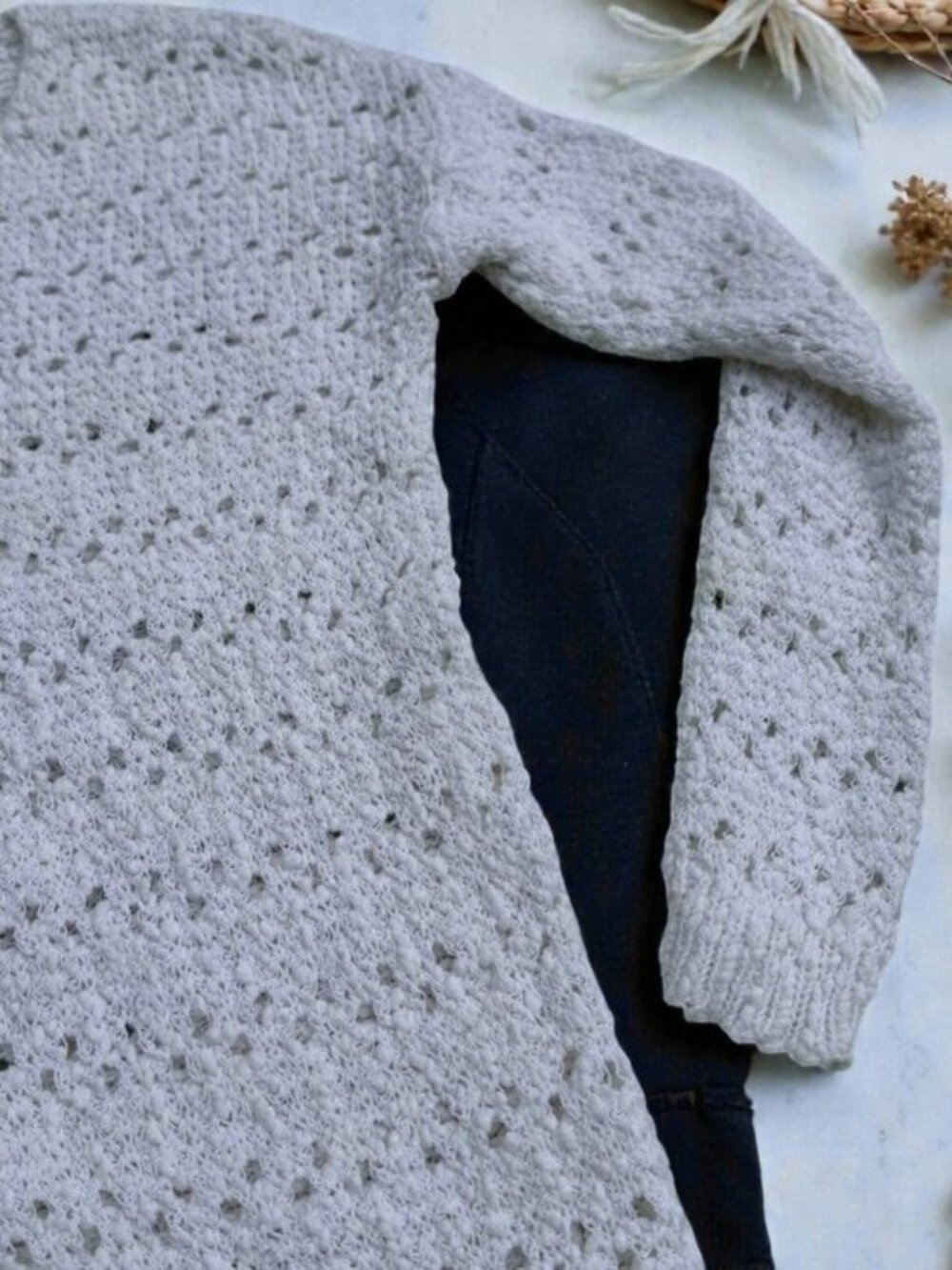 Ann Taylor White Open Knit Crochet Sweater Top Size Small Petite Cotton Blend - Picture 3 of 8